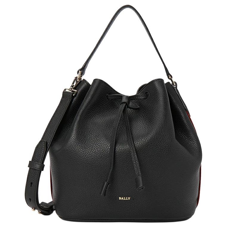 

Bally Blys Logo Leather Bucket Tote Bag Women Bags Black 6230731 Basic Set (Bag+Dust Bag)