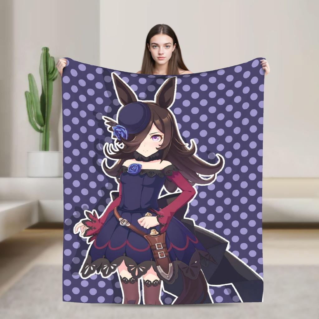 Umamusume Pretty Derby Mayano Top Gun Blanket Flannel Print Multi-function Super Warm Throw Blanket for Sofa Outdoor Rug Piece