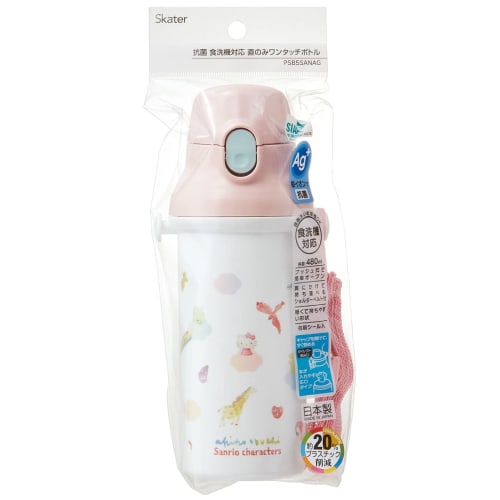 Skater Children's Plastic Water Bottle 480ml Ag+ Antibacterial Sanrio Characters X Akiko Kobuchi Sanrio Girls Made In Japan PSB5SANAG-A