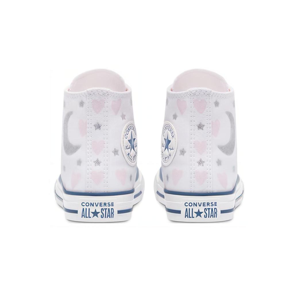 Converse Chuck Taylor All Star Canvas Abrasion Resistant High Top Kids' Skateboarding Shoes Pink White Silver Unisex 671094c