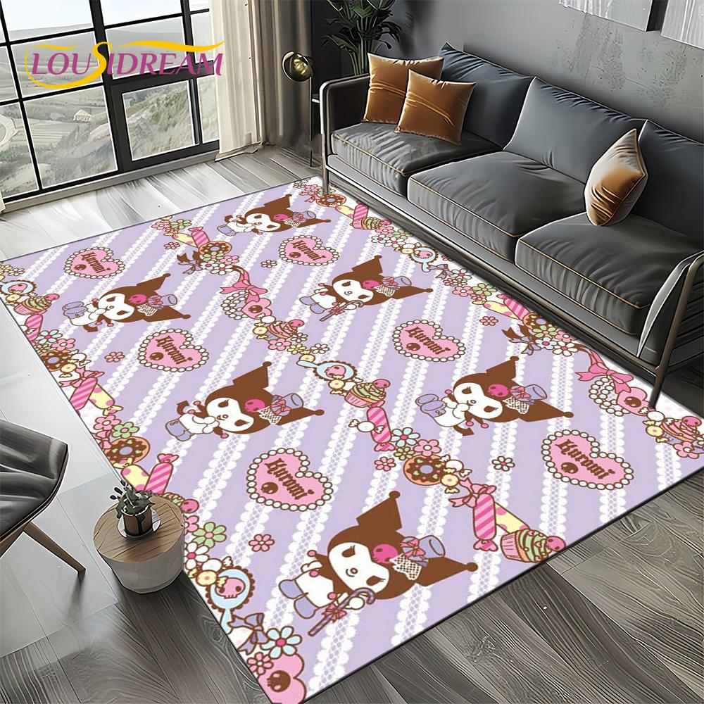 27 Style Cute Kuromi Cartoon Sanrio Carpet Rug for Bedroom Living Room Home Sofa Decoration,kids Large Decor Floor Mat Gift Girl