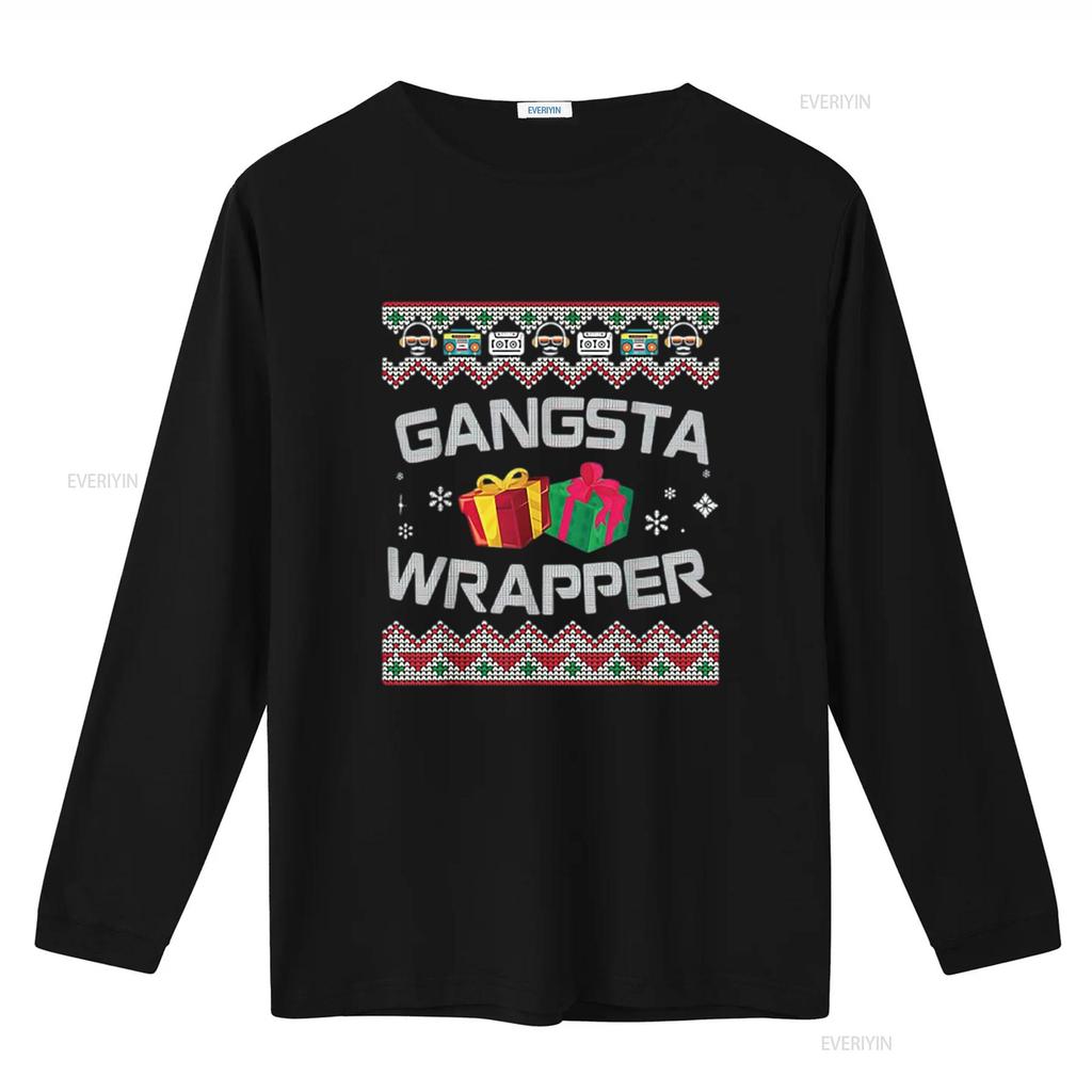 Gangster Wrapper Merry Christmas Rapper Gangsta Sweater Womens T Shirt Black Vintage Washed Unisex Versatile Comfortable Homme