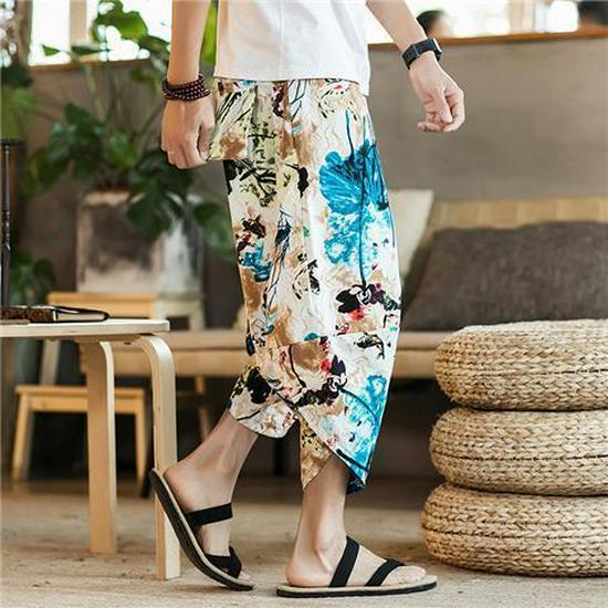 Short de plage pour homme à motif éléphant thaïlandais - Tendance, Pantalon court grande taille style chinois, Design carotte du Myanmar et Dai