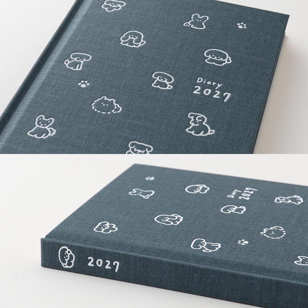 Midori Book Style 2027 B6 Modified Dog Navy 22479006 January Diary, Edition, Size, Weekly, Pattern, Blue, (Starts 2027)