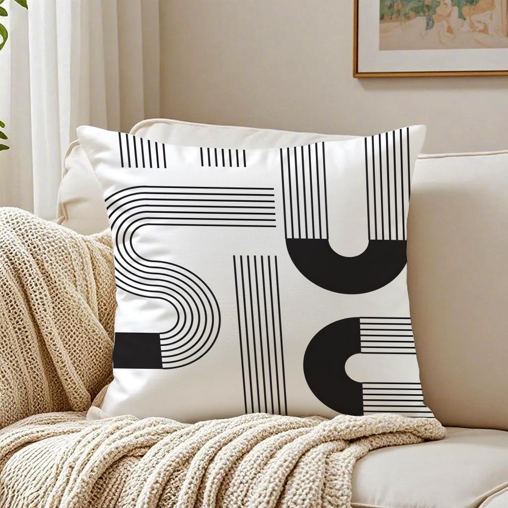 M-Minimalist Geometric Lines Cushion Cover Pillowcase Anti-Dustmite Living Room Sofa Decor Cushion Room