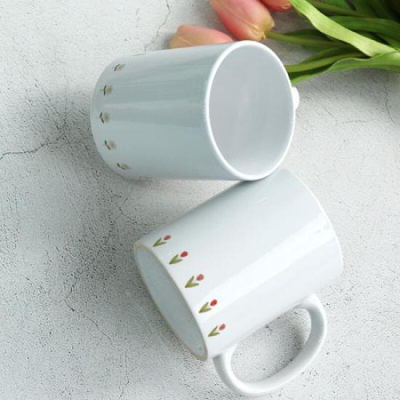 gb773-Design Mug 2p-Daisy and Tulip Pattern