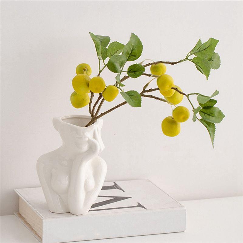 ABWR-Nordic Style Flower Vase Women Body Half Face Flower Pot Vase Art Crafts Bedroom Living Desktop Decoration