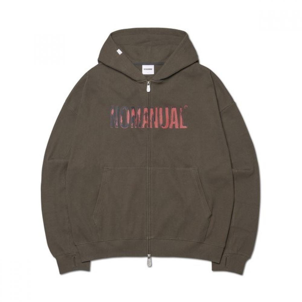 Nomanual Nm Waffle Hooded Zip Up   Charcoal S