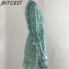 BITCED Letnie Sukienki Mini z Kwiatowym Nadrukiem Kobiety Vintage Seksowna Linia A Dekolt V Pół Rękawa Sukienka na Imprezę Damska Codzienna Elegancka Sukienka Plażowa