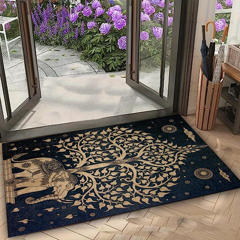 Tappetino per Porta con Motivo di Elefante Raffinato Tappetino per Pavimento d'Ingresso Boemo per Porta della Stanza Retro Casa Decorazione per Interni ed Esterni