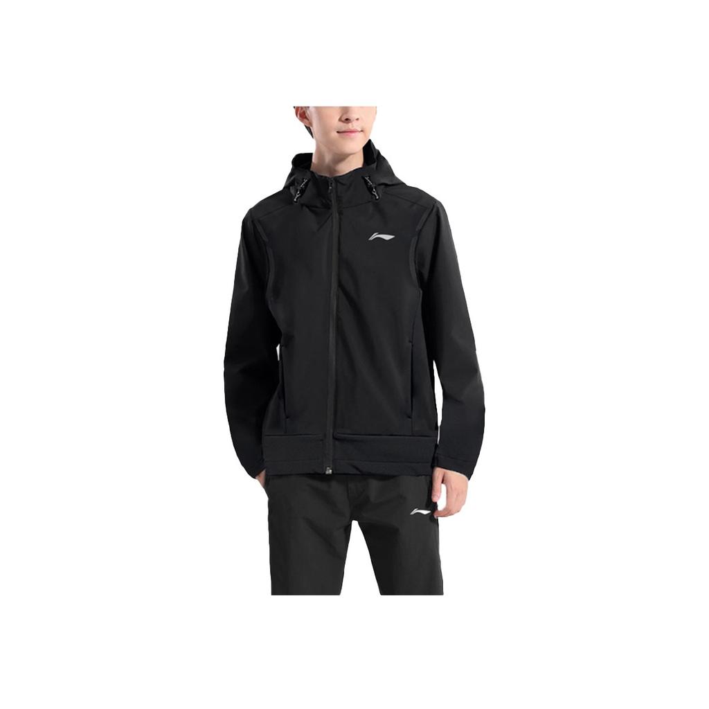 Li Ning Fleece Lined Thick Hooded Warm Jacket Men Jackets Black AFDUA71-1