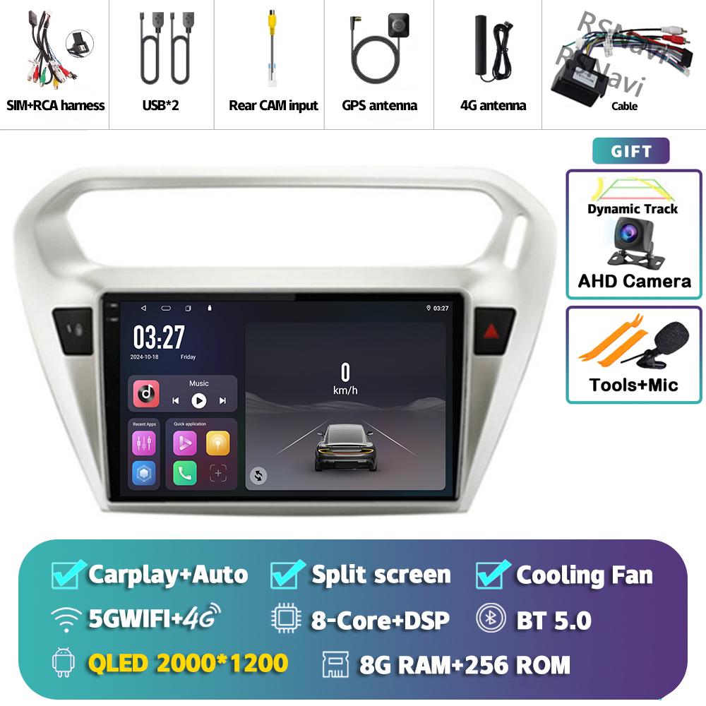 Android 14 Carplay Car Radio For Peugeot 301 2013 - 2016 Multimedia Video Player Navigation GPS Stereo AI Voice 360 Camera 2Din