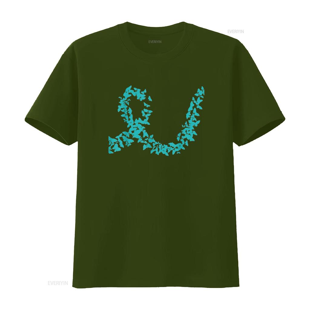 Damen Petrolfarbenes Band Eierstockkrebs-Aufklärung T-Shirt Schwarz Vintage Gewaschen Lässig Atmungsaktiv Bequem Designer Kleidung homme