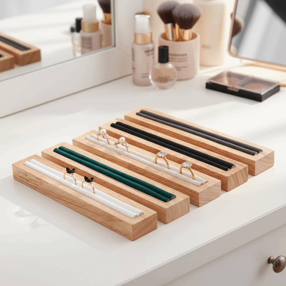 Rings Storage Wooden Ring Display Rectangular Shape Jewelry Organizers Quality Jewelry Stand Rings