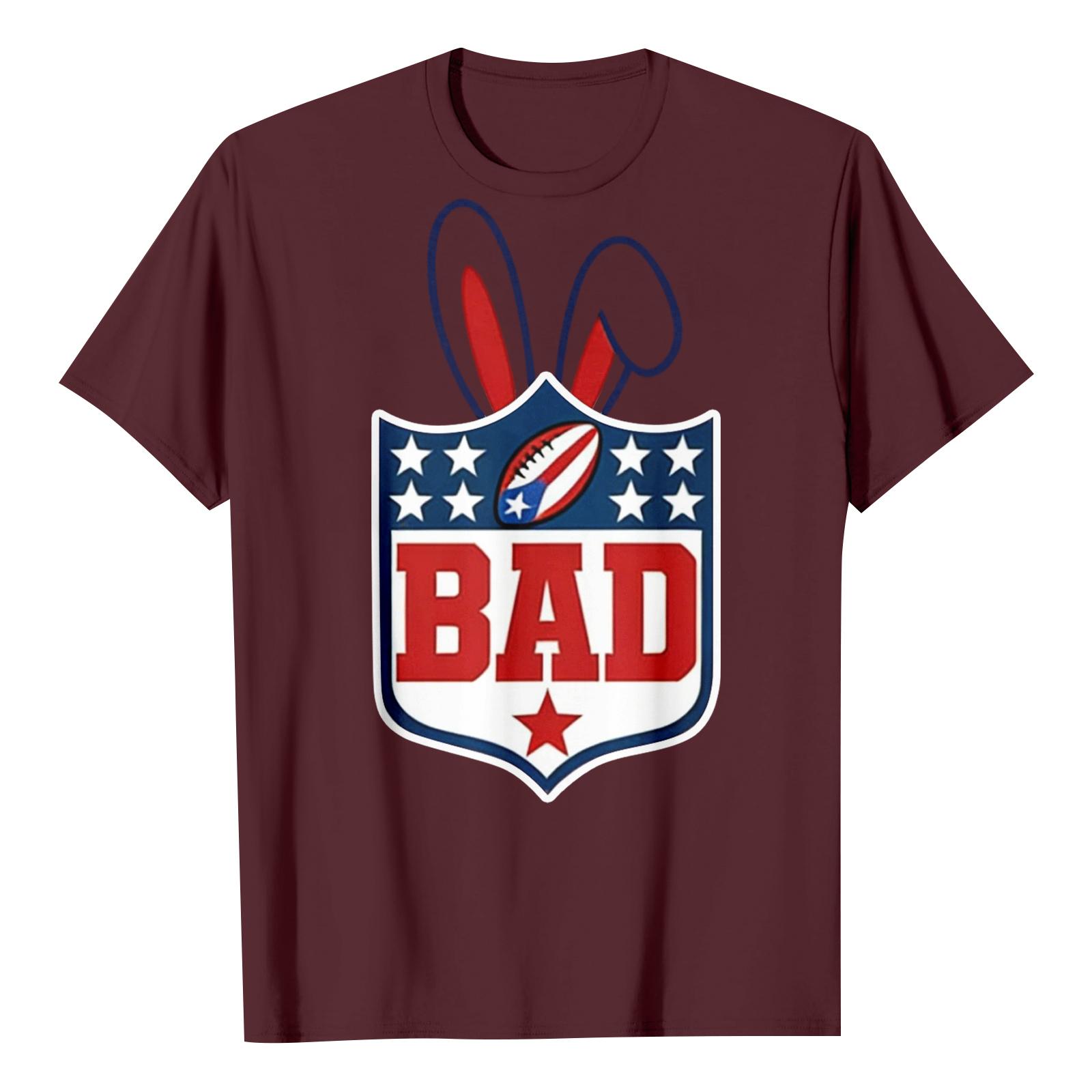 

Женская повседневная футболка с коротким рукавом и принтом букв L винный