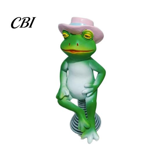 Creative Gifts for Gardeners Frog Garden Statue, Spring Base Resin Figurine, Weatherproof Handmade Gift Ideas Figurine Fence Balcony Patio Lawn