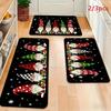 Christmas Plaid Tree Snowman Snowflake Kitchen Rug Set Non Slip Washable Floor Mat Indoor Holiday Decor