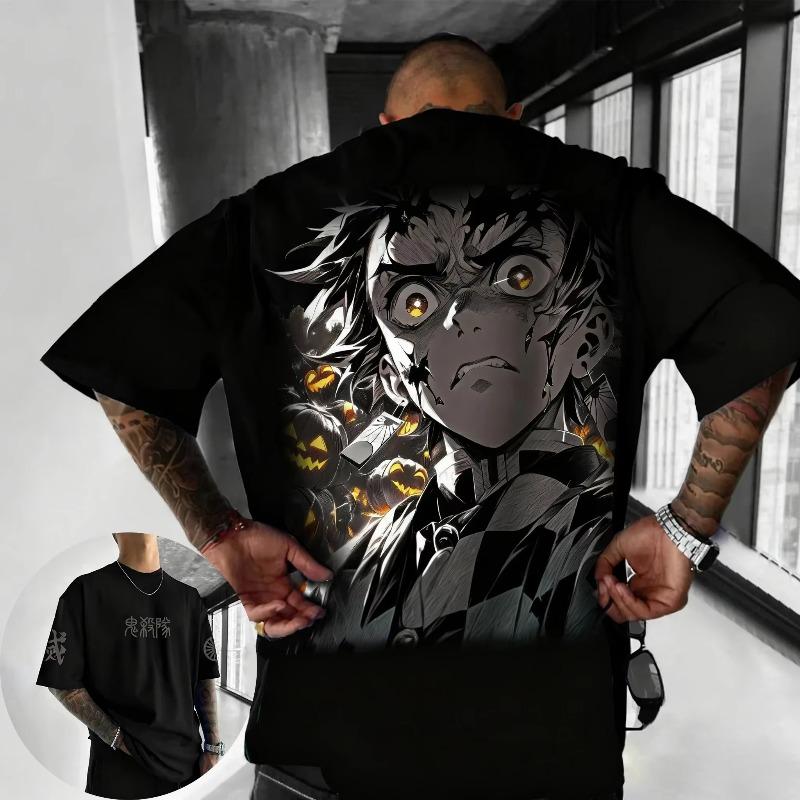 Demon Slayer Halloween Versatile Tshirt Printed Tshirt Summer New Mens and Womens Casual Tshirt