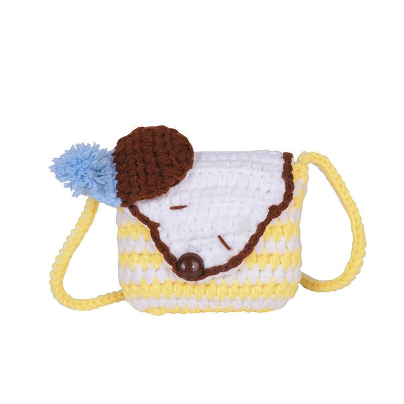 Cute Dog Knit Mini Shoulder Bag With Hook And Loop Closure For Daily Use