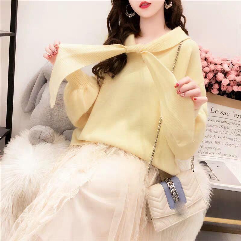 Spring and Autumn Korean Style Small Fresh Loose Sweater Women's Turtleneck Knit Top Short Long Sleeve Sweater