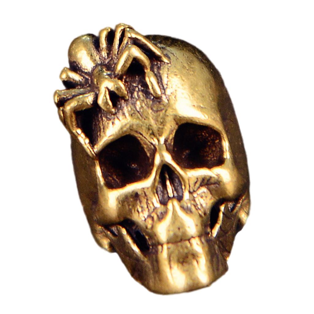 Brass Paracord Charm Spider Skull Design Durable Keychain For Outdoor Fashion Accessory