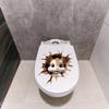 Self-adhesive 3D Cartoon Mouse Breaking Wall Toilet Sticker Waterproof for Bathroom Toilet Seat Decor