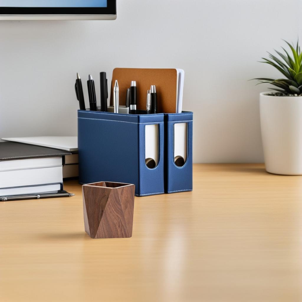 Wood Pen Holder Elegant Wooden Pen Holder Solid Wood Desk Organizer Stationery Box Desktop Container Pen Stand Writing Accessory