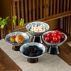 Blue and White Porcelain Ceramic Plate Dessert Plate Tall Fruit Tray Ice Cream Bowl Home Living Trinket Dish Kitchen Tableware