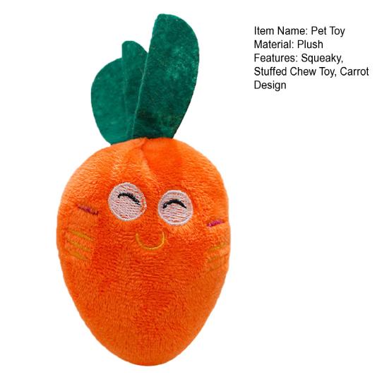 Plush Carrot Dog Toy Cute Squeaky Carrot Dog Chew Toy Soft Puppy Teething Toy for Dogs Anxiety Relief Interactive