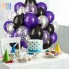 70pcs 10 Inch  Dark Purple Black Metal Silver Latex Balloons with Purple Confetti for Weddings Birthday Graduation Party Decara