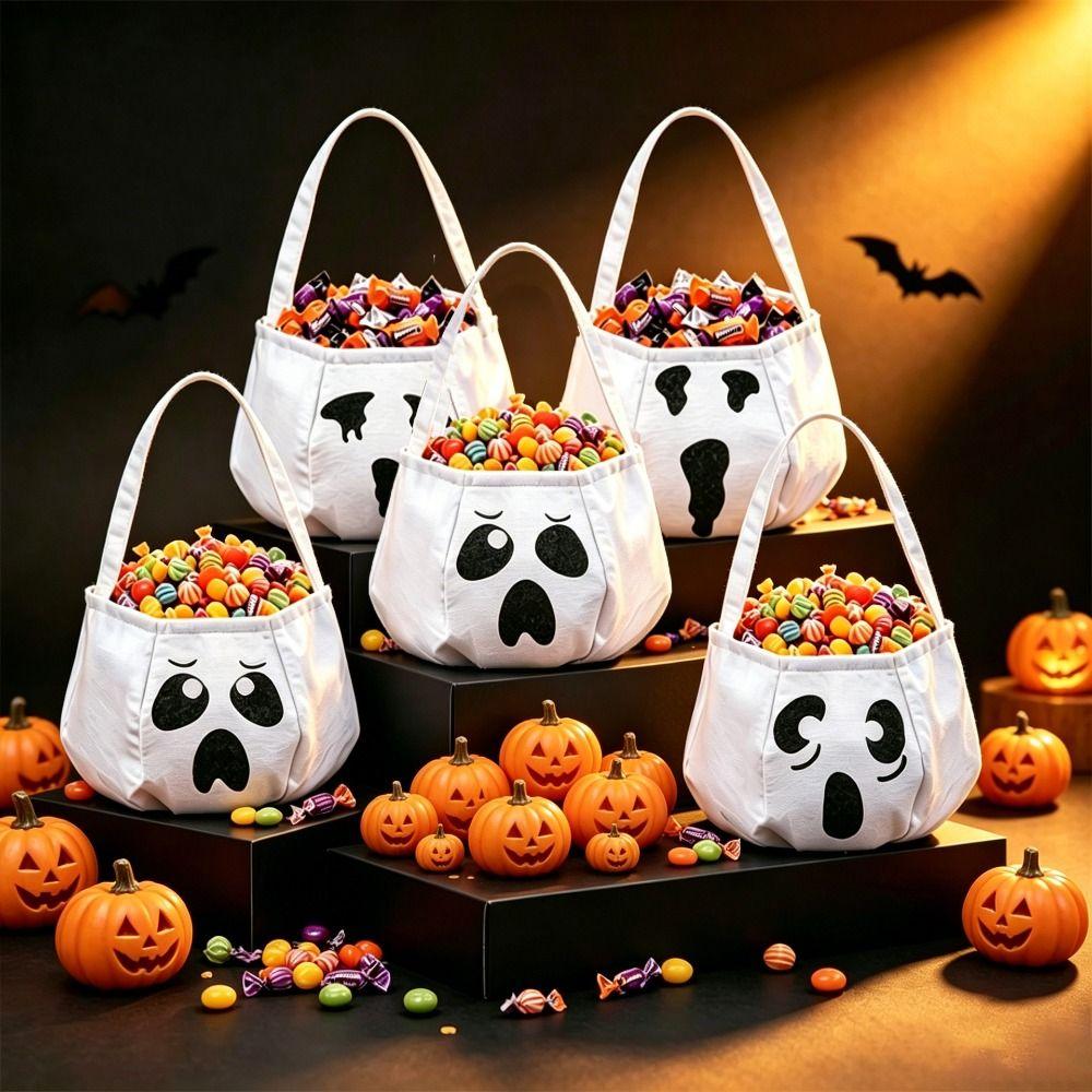 Ghost Halloween Candy Bag Gifts Pouch Halloween Candy Bucket Cute Snack Storage Bag Children