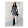 Women's Mini Corded Winter Claret Red Knitwear Dress