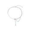 IF ME Korean Pink Heart Necklace Style Chain Fashion Necklace for Women Accessories Jewelry