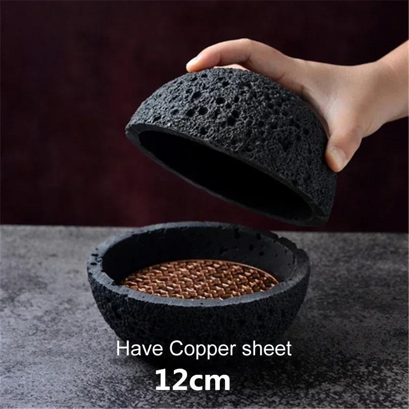 Black Cement Tableware Dinner Plate stone Sashimi sushi Disc Dry Ice Tray Plate Dessert Plates Dim Sum Dish Steak Plates Bowl