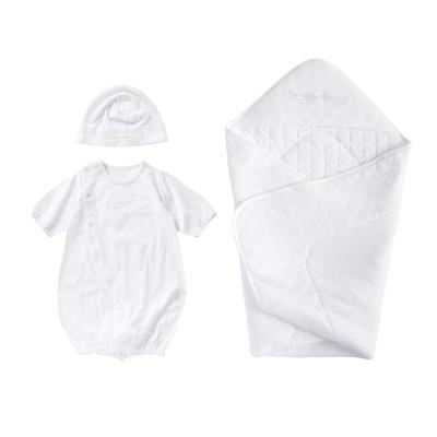De Angel Wings Set All Snap Hut Afghan Neugeborenes Baby Baumwolle Made in Japan T3 [Creme Coco] 3-teilig Zwei-Wege [Schrittwechsel/2-Wege] 100% 50-70cm