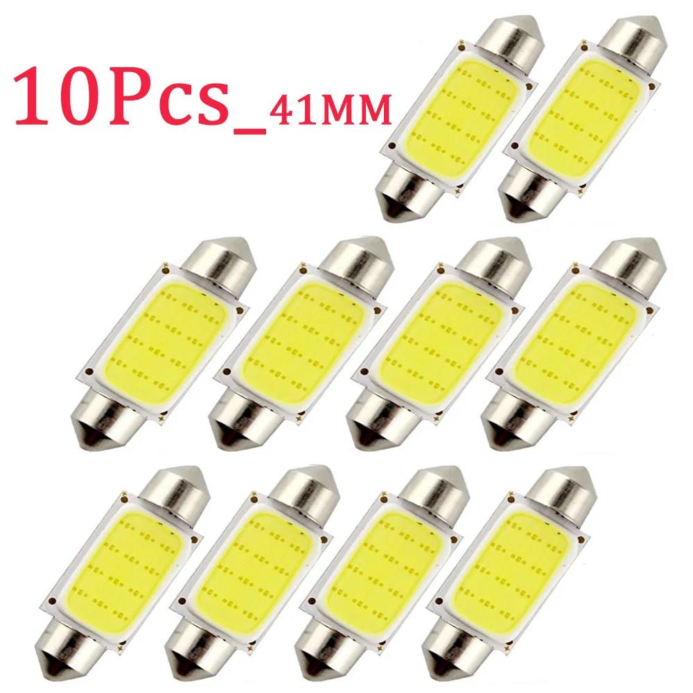10-40Pcs White COB C5W LED Bulbs 12V 24V Car Auto Festoon Dome Interior LED Lights Lamp Roof Reading Bulb 31mm 36mm 39mm 41mm Bulbs 7