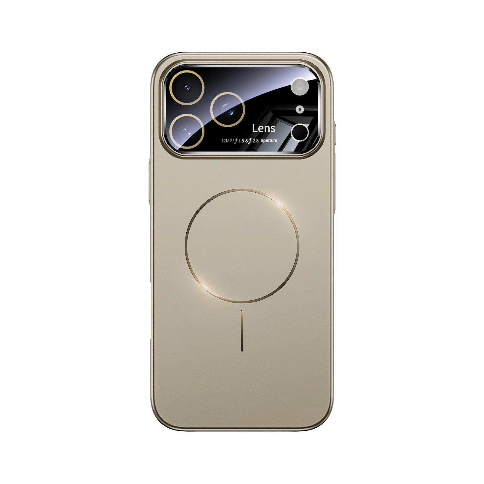 

Магнитный беспроводной зарядный цветной чехол для iPhone 17 16 15 14 13 Pro Max Plus 17Air Ощущение кожи Большое окно Защитная крышка для объектива iPhone 15