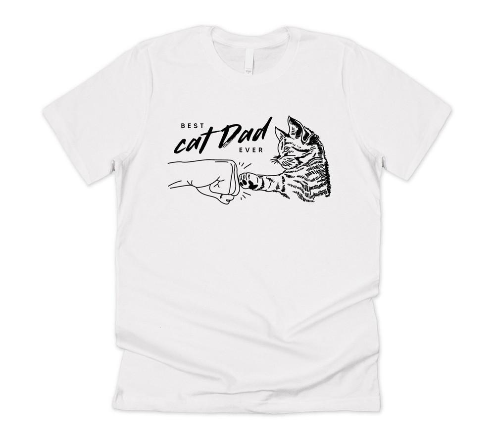 

Best Cat Dad Ever T-shirt Tee Funny Crazy Cool Gift Kitten Fist-bump Joke Retro XL