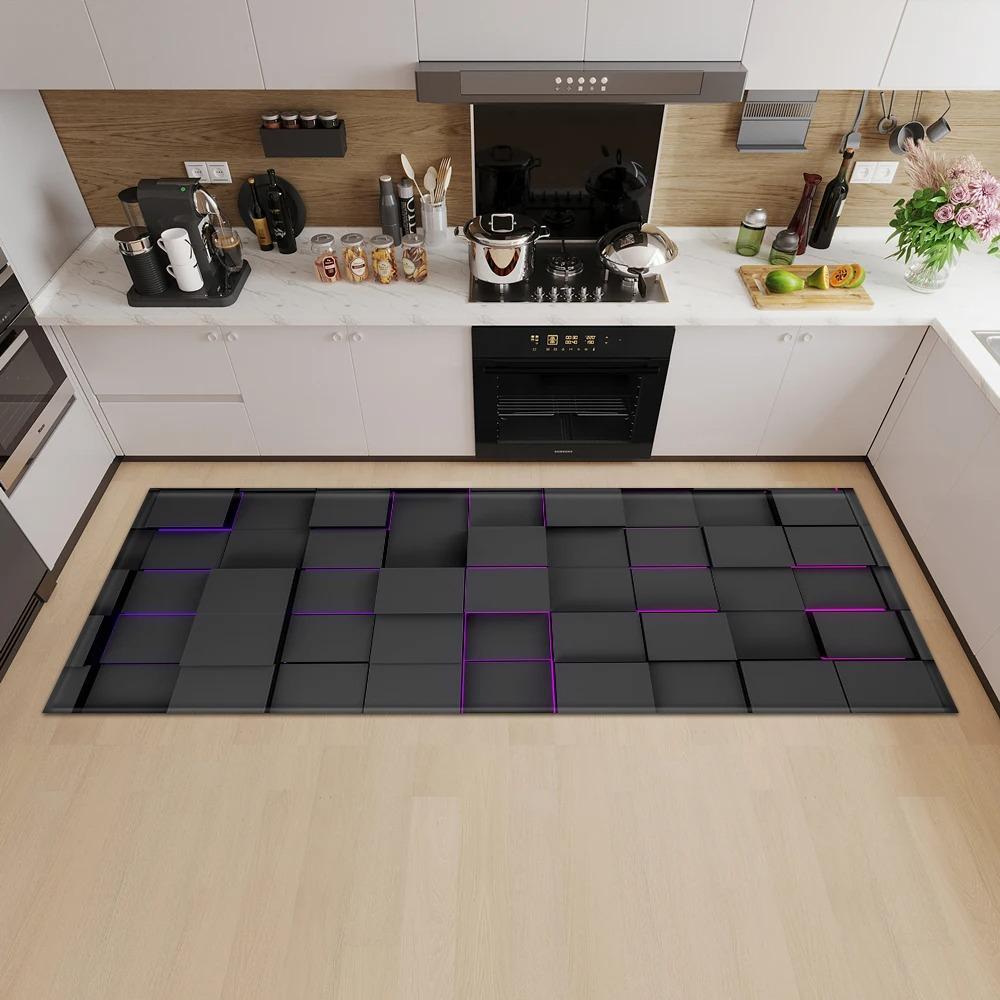 Geometric Square Pattern Home Kitchen Floor Mat Door Front Decoration Floor Mat