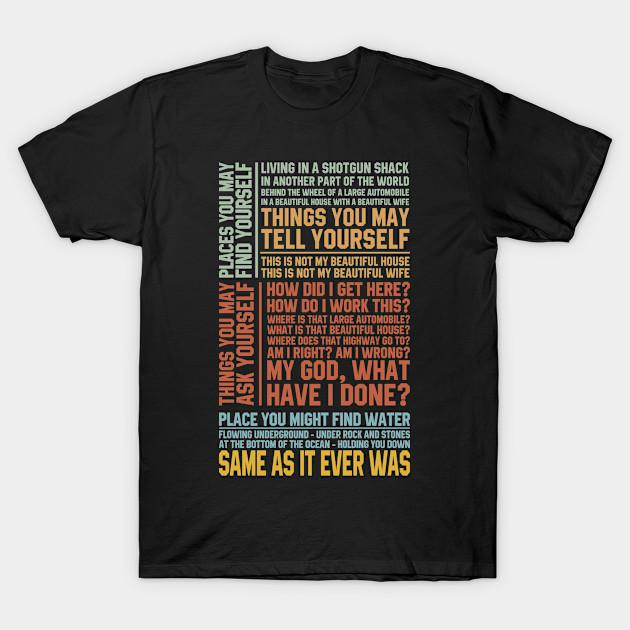 

Men Black Print T-shirt Same-As-It-Ever-Was No-Cut Transfer Paper Print Cotton Tshirt 4XL чорний