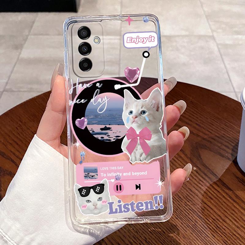 For Samsung Galaxy M23 F23 Cases Soft TPU Back Cover For Samsung M52 Funda Clear Silicone Cute Rabbit Cat Dinasaur Phone Case