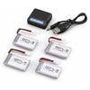 4x LiPo Batteries 3.7V 500mAh + 1-to-4 Charger Kit | Compatible with Syma, Cheerson, Skytech, WLtoys Drones  45x25x9 Mm – 16g | Silver