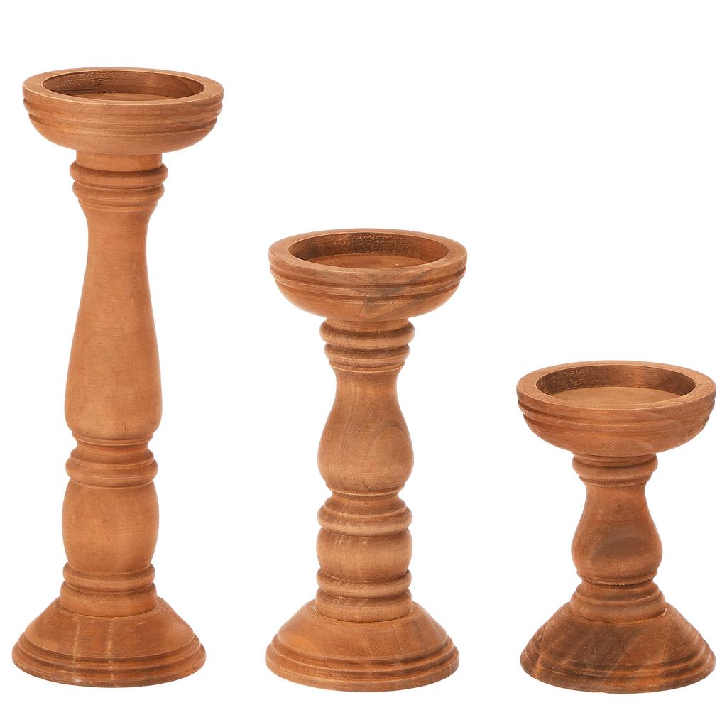 3 ks Dřevěný svícen Vintage Stojan na sloupové svíčky Farmhouse Stolní středový prvek pro domácí svatební party dekorace