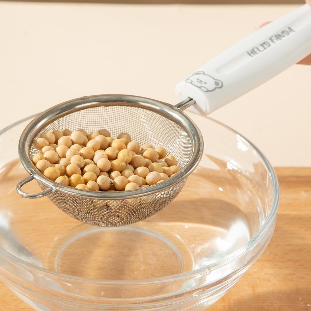 304 Stainless Steel Flour Sieve Flat Handle Soybean Milk Filter Screen Juice Filter Scoop Oil Strainer Kitchen Gadgets