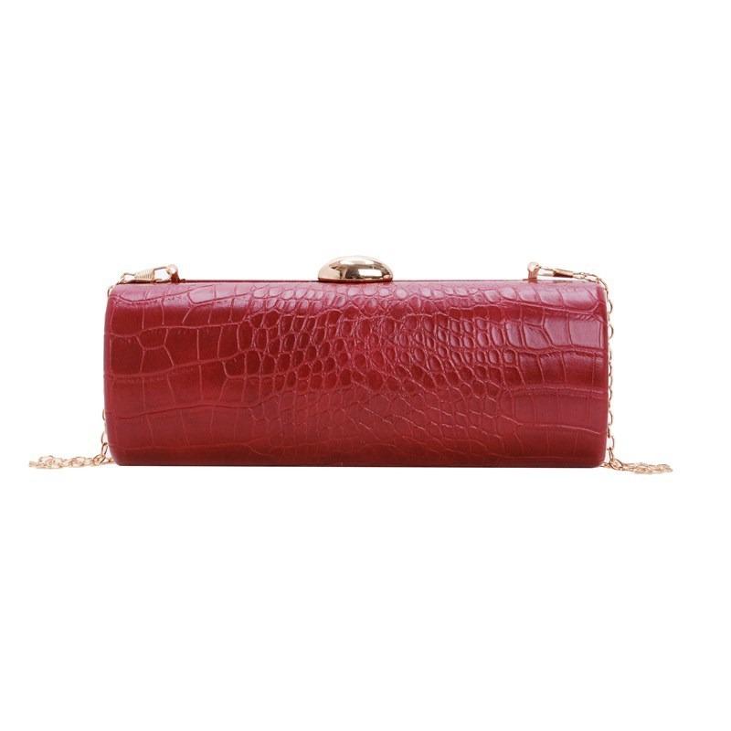Autumn and winter warm brown crocodile pattern long baguette bag clutch bag trendy locomotive dating party special-shaped bag
