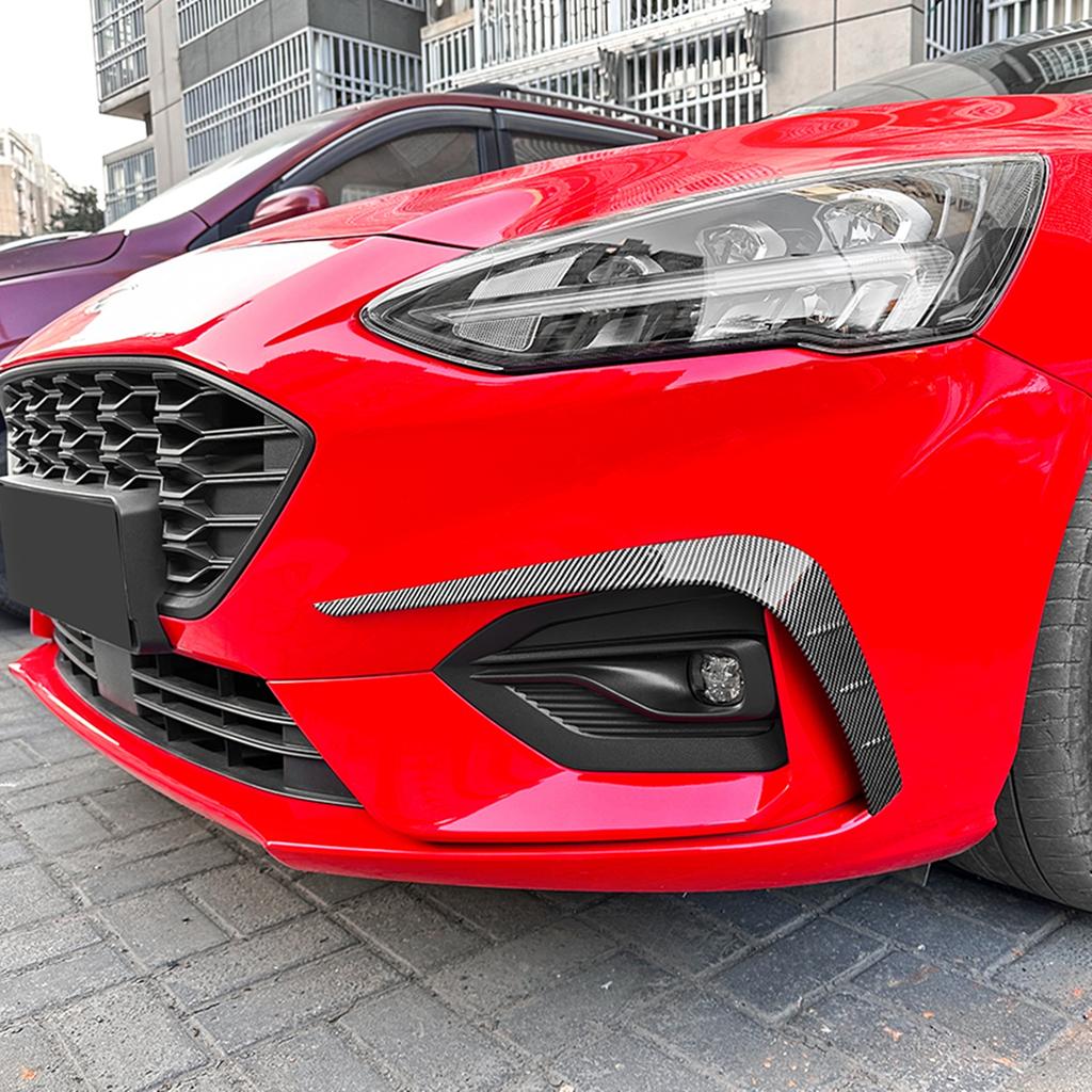 For Focus MK4 ST Line 2019-2022 Front Bumper Side Air Vent Trim Cover Glossy Black/Carbon Fiber Look Fog Light Frame Spoiler Lip