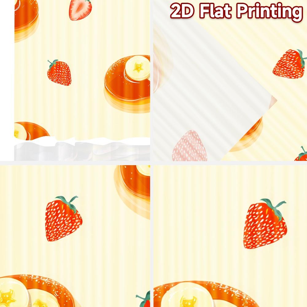 Set Of 2 Flat Printing Curtains Without Rod Fruity Pancake Delight April Fools Is Day Festival Fashion Durable Curtain Polyester