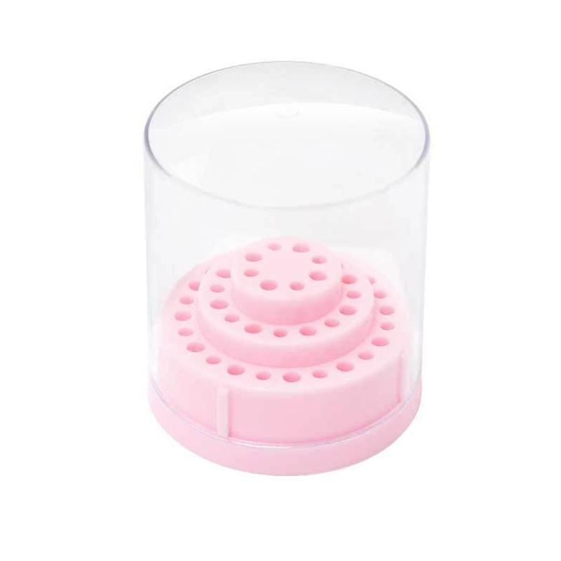 

Portable Nail Art Tool Organizer 48 Slot Display Stand For Professional Use Small ABS Storage Case рожевий