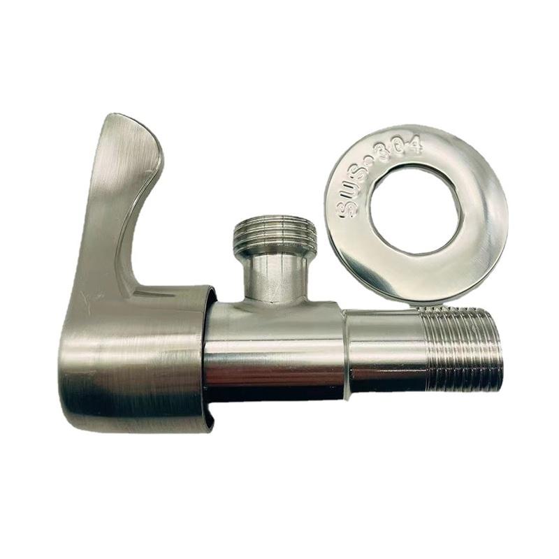 SUS304 Brush Finished Triangle Water Heater Toilet Basin Dish Hot and Cold Angle Valve Bathroom Accessories