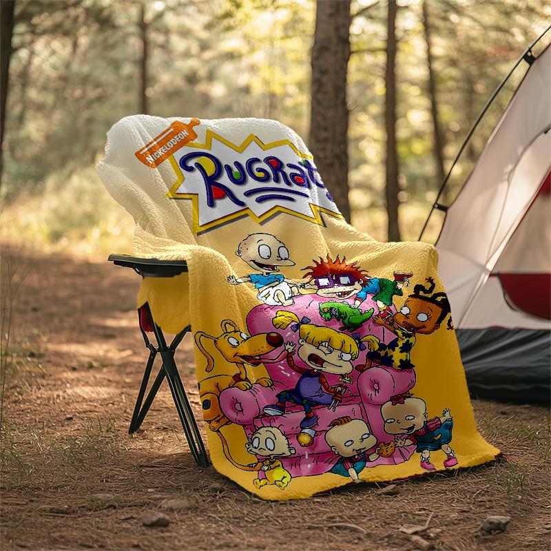 1pc Rugrats In Paris3 Theme Blanket - Digital Print, Polyester, Cozy for All Seasons, Perfect for Outdoor, Camping, and Travel